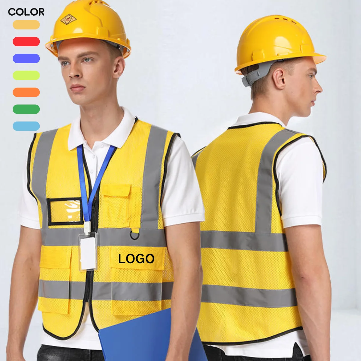Сетчатый светоотражающий жилет Hi Vis с принтом дышащая спортивная верхняя одежда высокой видимостью и карманами для активного отдыха