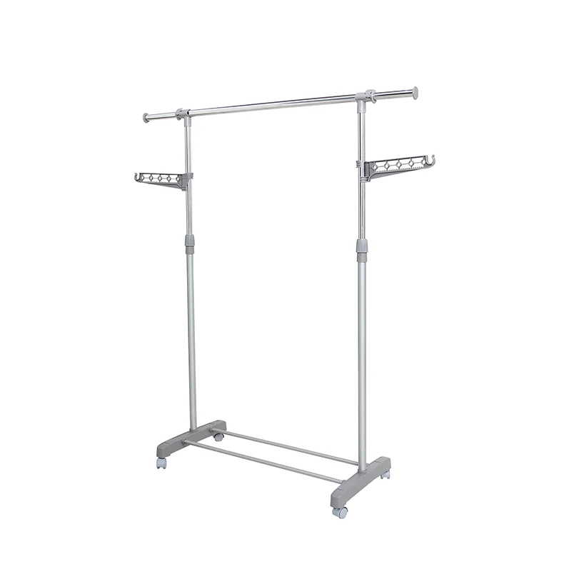 Hot Sale Stainless Steel Compound Tube Double Pole Telescopic Clothes Drying Racks Mobile Clothing Laundry Hanger  Airer Dryer