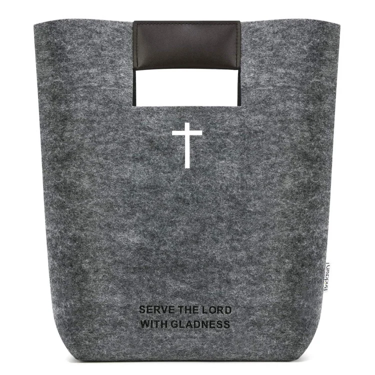 ins popular new high quality nylon felt fabric big capacity bible christian hand bag with cross