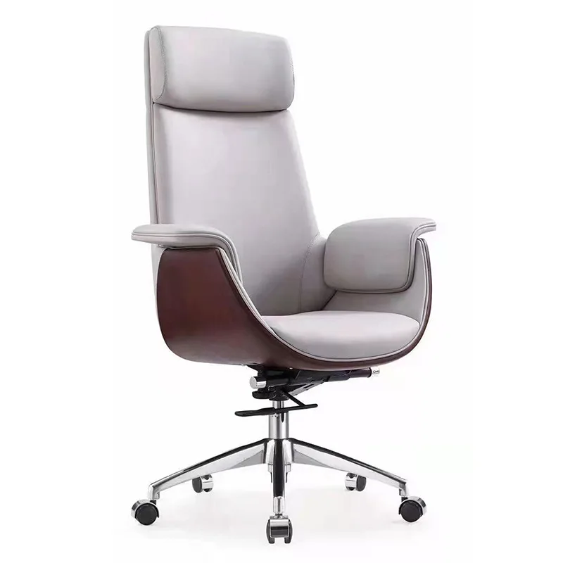 Modern Simple Lift Home Study Leather Black Boss Chair Office High Back Swivel Office Chair