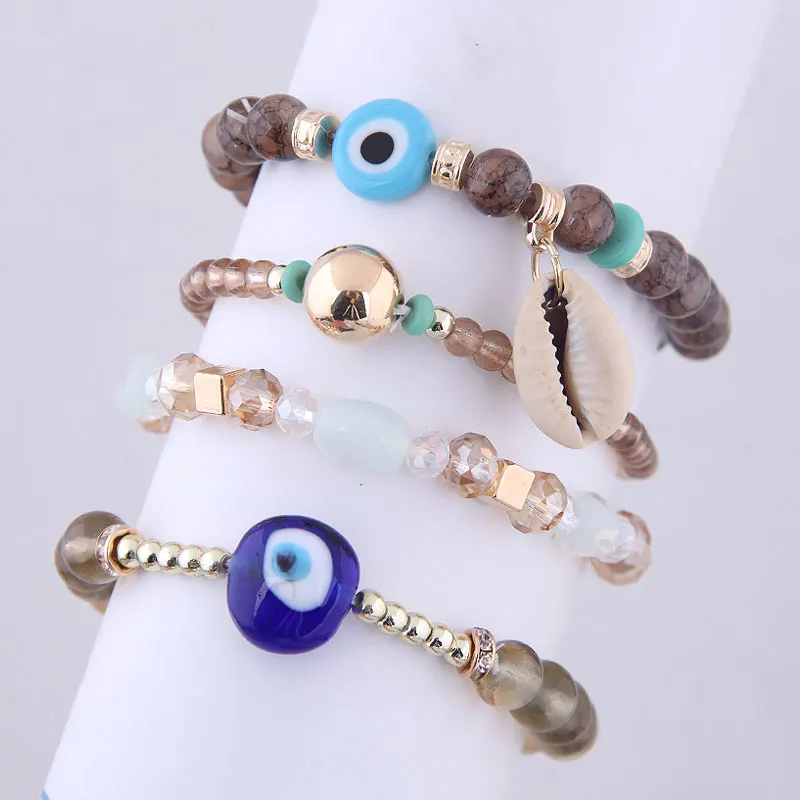 WY080926149 Multi layer eye bangles hot sale bracelet the latest style rhinestone beads bracelet