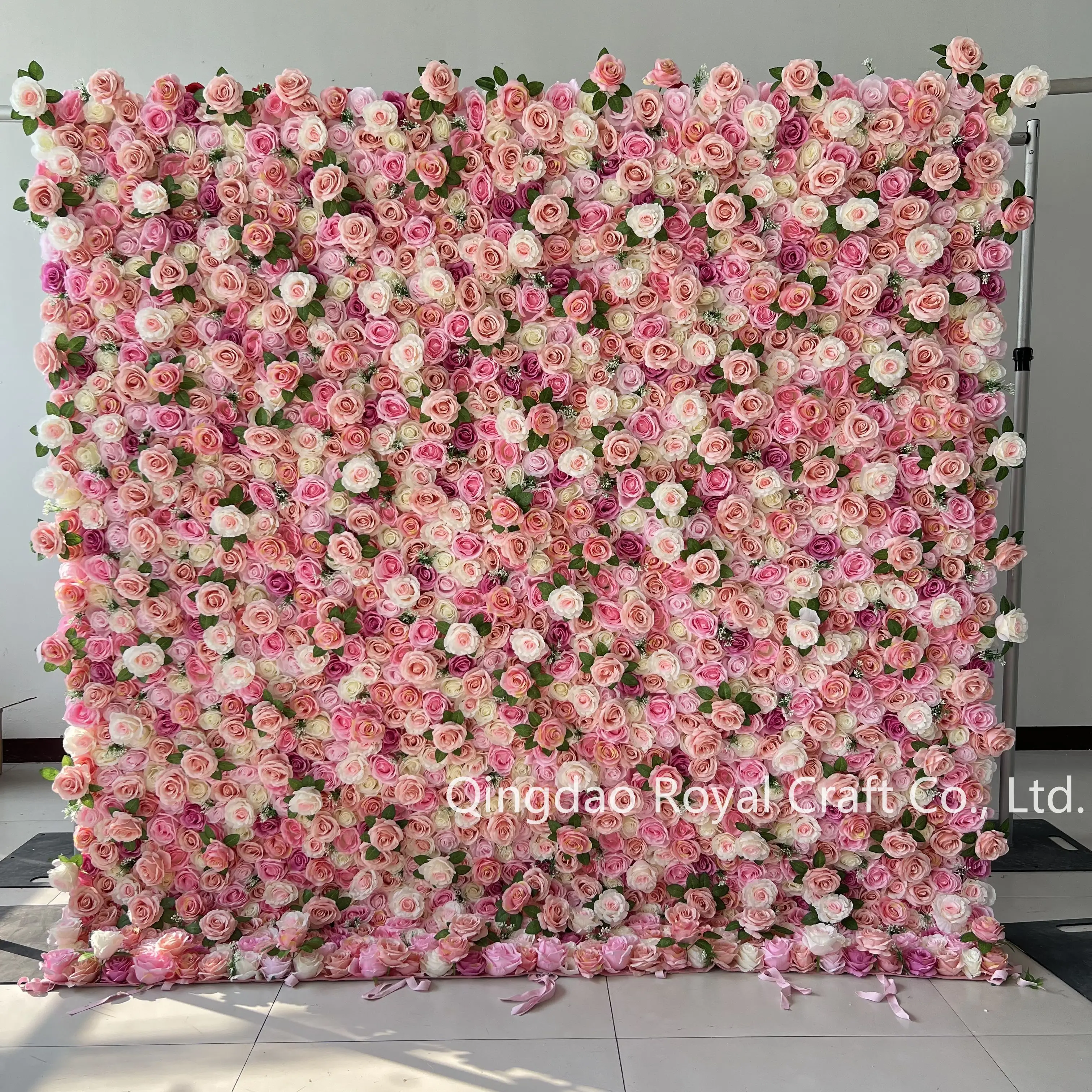 Wedding Wholesale Silk Flower New Design Pink Stereo 5d Activity Flower Wall Artificial Flower 8*8