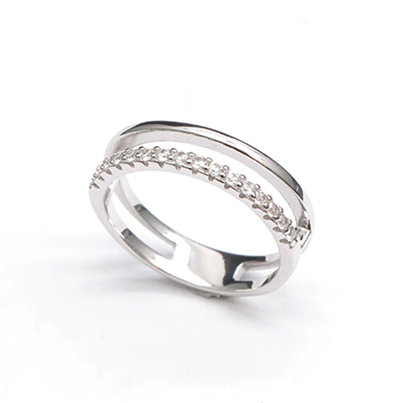 Двойное полое циркониевое кольцо винтажное изысканное 925 Обручальное из стерлингового серебра
