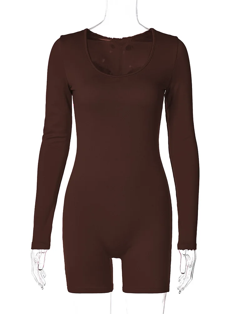 2024 Spring Sexy Jumpsuit Long Sleeve Short Pants Fitness Jumpsuits For Women Good Quality    Elegant Jumpsuit For Ladies