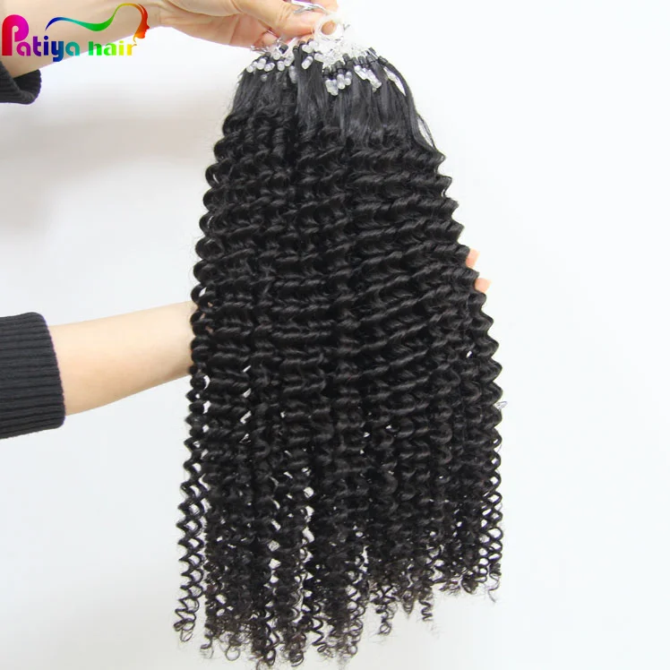 direct wholesale suppliers Malaysian Microlink Hair Extensions Kinky Curly Loop Ring Curly Kinky Hair For Micro Twist Human Hair
