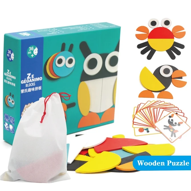 Wooden 3D Puzzle Animal Shape Cognitive Early Education Learning Toys for Children.