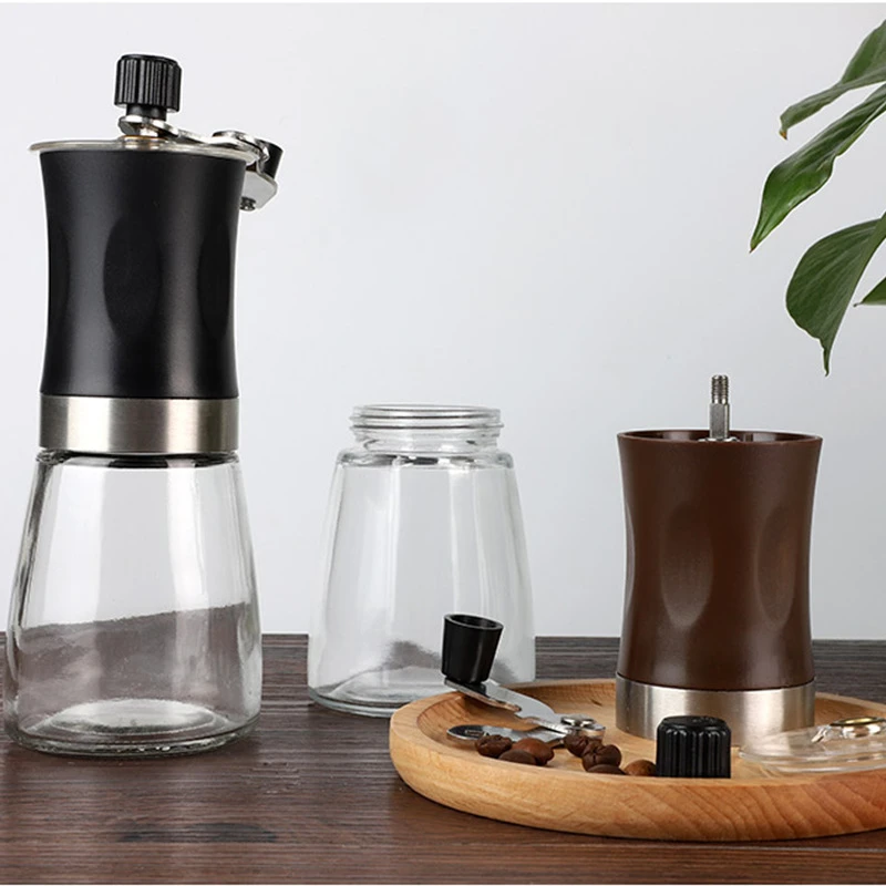 Household Small Portable Hand Crank Multifunction Professional Conical Glass Coffee Grinder