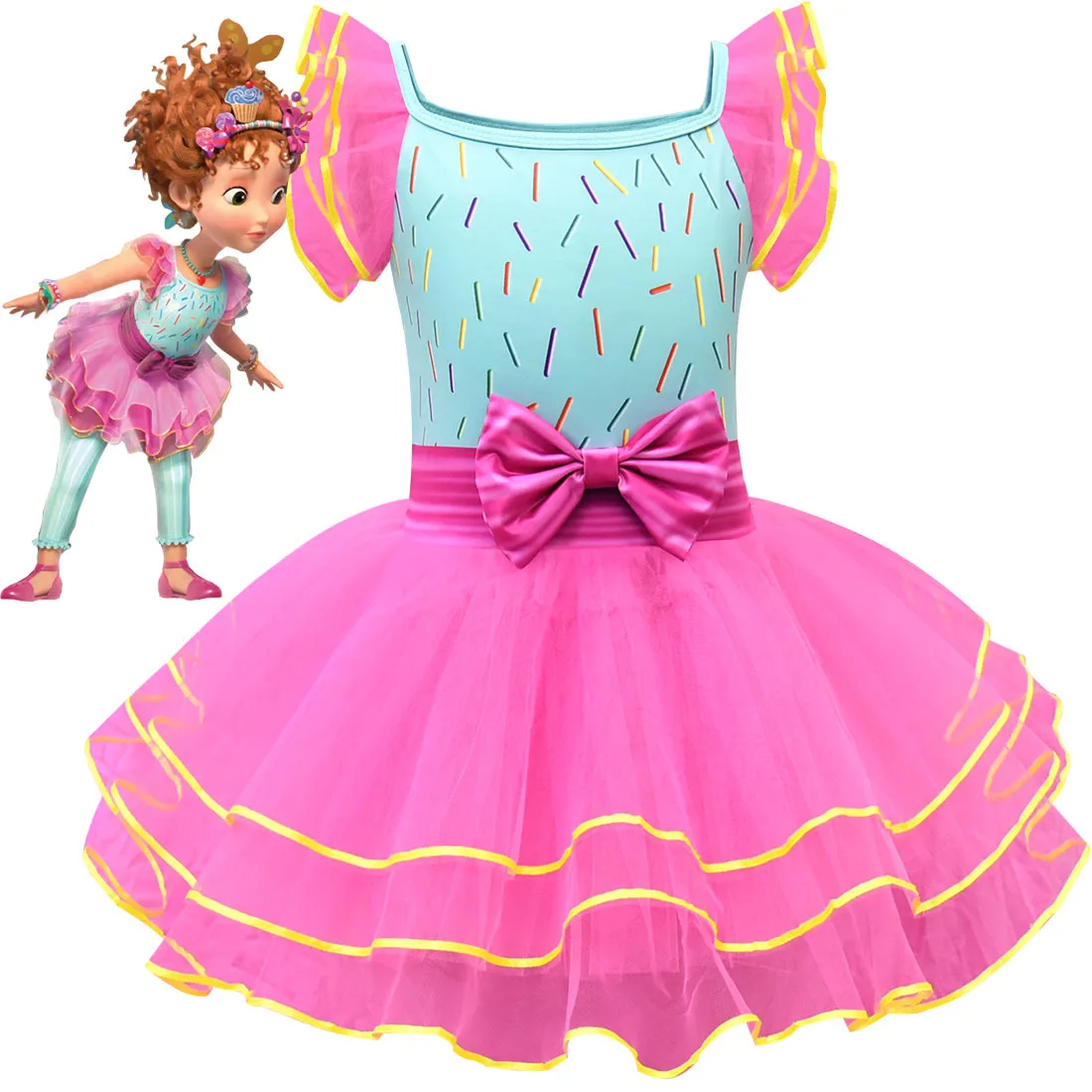 2022 Tutu Fancy Nancy Dress Cartoon Clothes for Girl Princess Short Sleeve Dresses Party Prom dress for kids