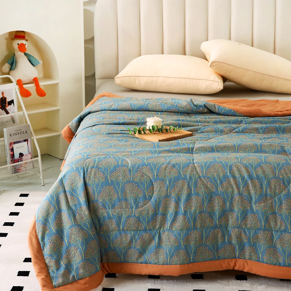 Plain Plant Print Summer Cool Organic Soybean Fiber Quilt Small Freshness Quilt