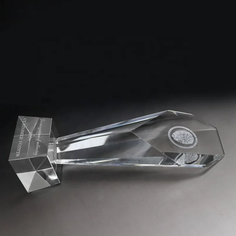 Custom Engraved K9 Crystal Column Trophy Award With Crystal Base For Corporate Souvenirs Gifts