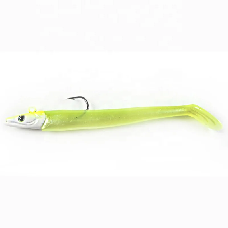 C 12cm Bass Pike Yellow Swimbait Artificial Bait Carp Pesca Lead Jig Head Eel lure Sandeel Soft Fishing Lure
