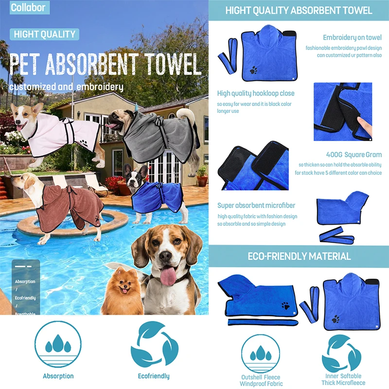 COLLABOR English Spring Spaniel Pet Head Towel Custom Printed Paw Print Sublimation Pet Towel