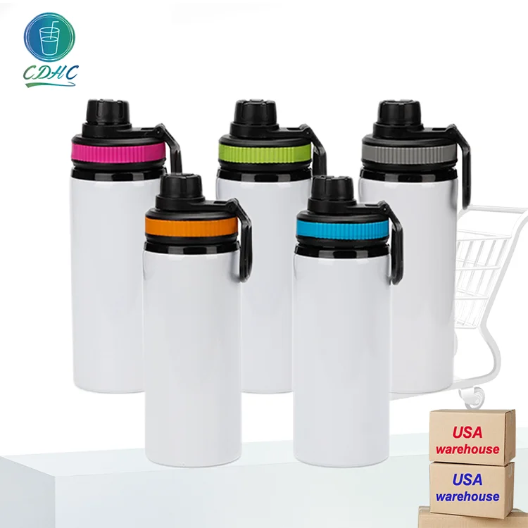Wholesale Sublimation Blank 20oz large mouth DIY printable heat transfer aluminum jug sports water bottle with handle lid