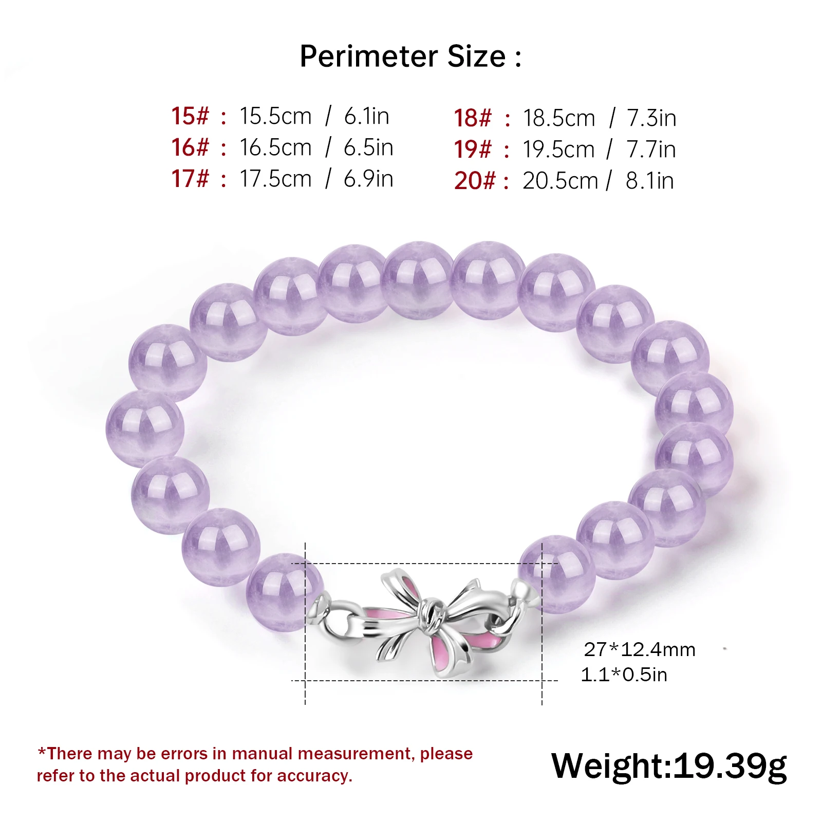 2024 Fashion Romantic Natural Stone Purple Jade Crystal Beads  Jewelry  925 Silver Italian Charms Bow Pendant Beaded Bracelets
