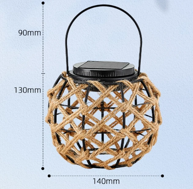 Custom Branded Rope Solar Light Outdoor Garden Light Iron Lanterns Hanging Light Ambient Lamp with Dropshipping Fulfillment