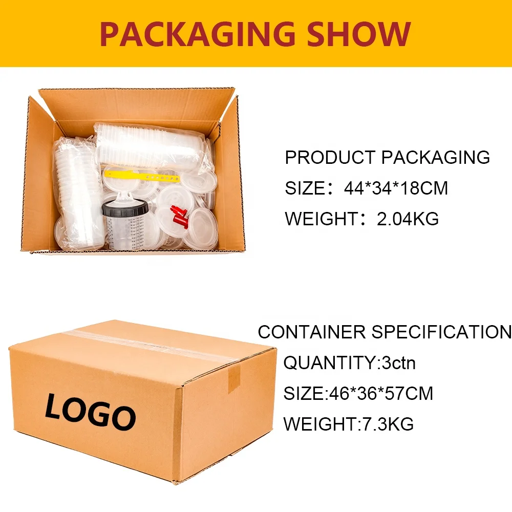 50-Pack Disposable PP Cup with Lids 1 Hard Cup with Retainer Ring Convenient Paint Cups Spray Gun