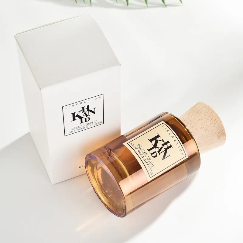
wood lid reed diffuser amber glass bottle aroma diffuser reed diffuser fragrance for home hotel 