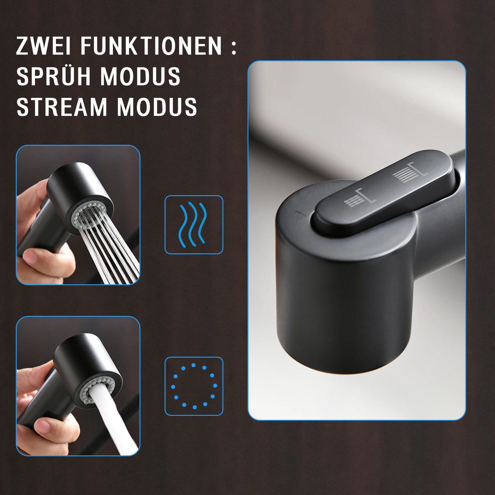Factory Directly Sale Smart Touch Sensor Matte Black Kitchen Faucet Pull Out Automatic Kitchen Tap Brass Ceramic CLASSIC Modern