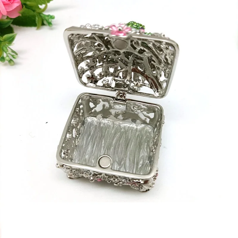 Hand Painted Enameled Ring Holder Peacock Trinket Box Wedding Favor Return Gift Box