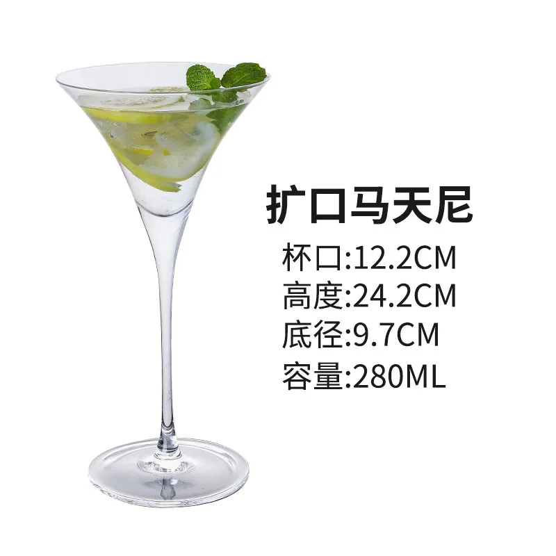 Unique Crystal Stemmed Glassware Set Tall Martini Margarita Mixing Colored large cocktail glasses