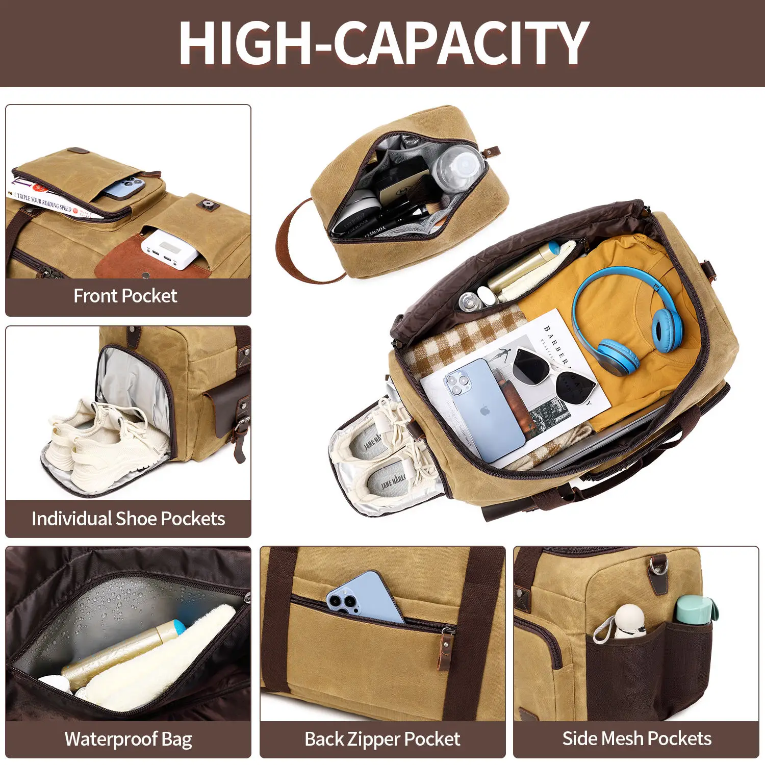 Custom Logo 2-in-1 Suit Storage Travel Bag Large capacity Nylon Gym Fitness Duffel Bag with Shoulder Strap Garment Duffle Bag