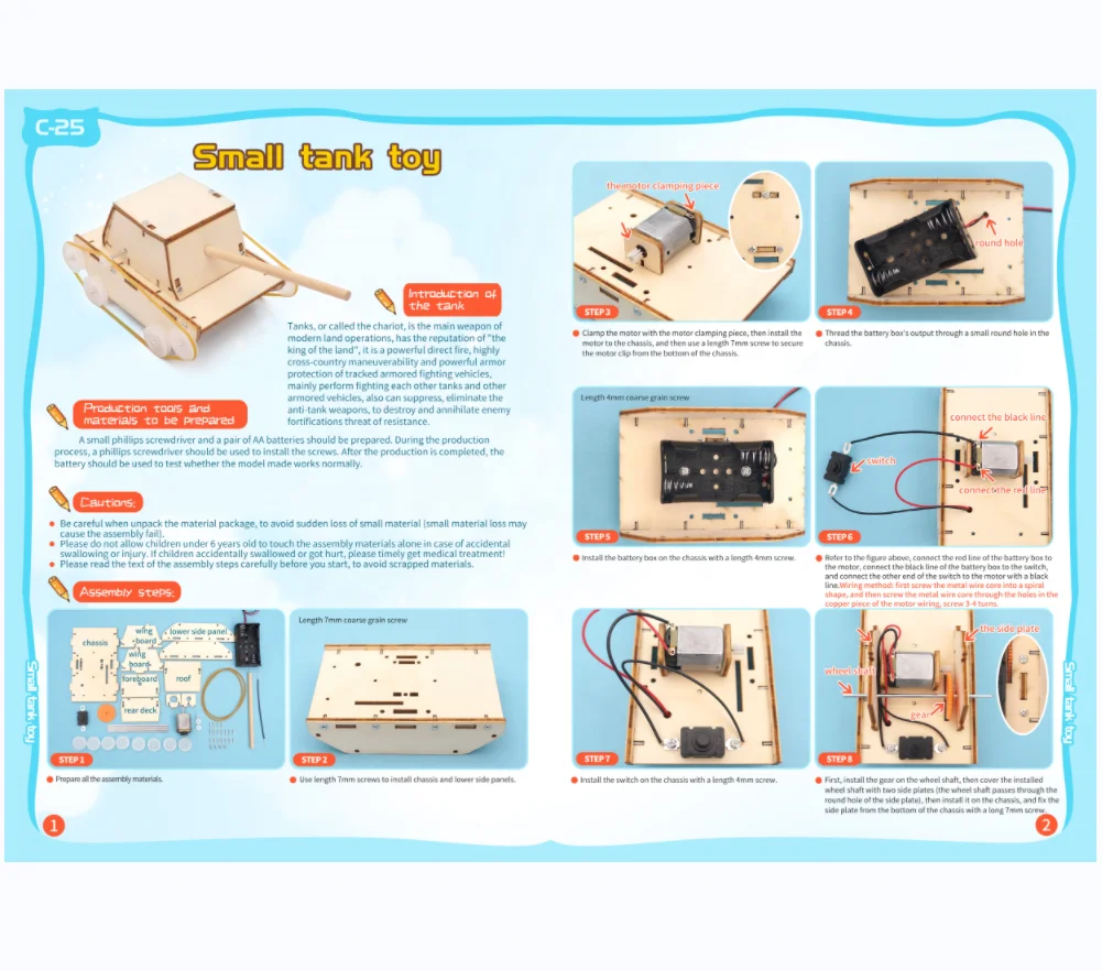 Wholesale Wooden School Student STEAM Science Electric Tank DIY Handmade Experimental Model Physics Learning Educational Toys