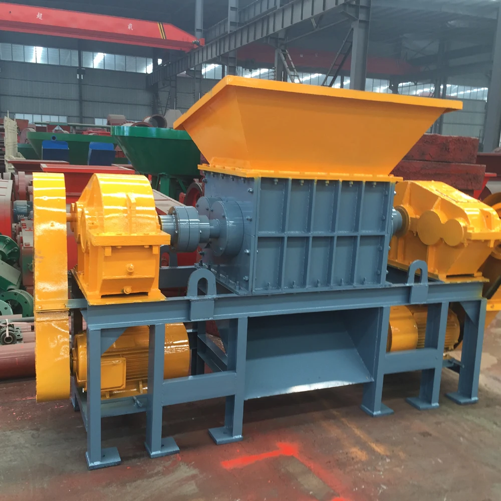 Steel drum biaxial shredder Steel tire domestic waste plastic crusher scrap cloth metal crusher
