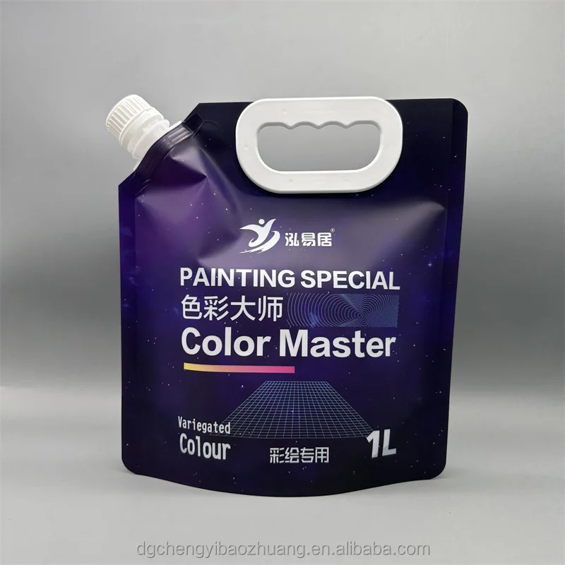 Custom Extrusion Resistance Liquid Paint Bag 1L 2L Pigment Refill Packaging Pouch Custom Acrylic Paint Corner Spout Pouch