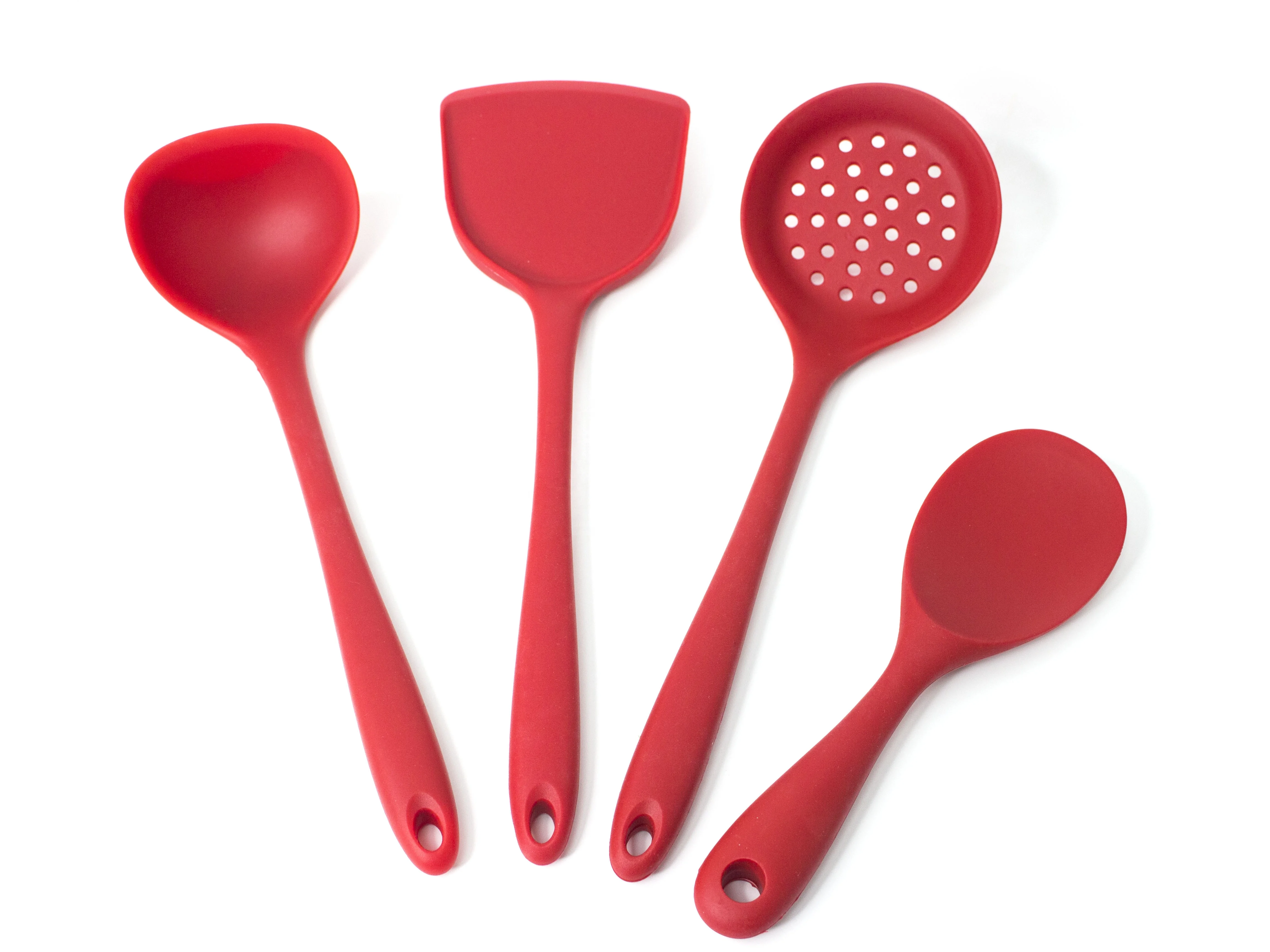Cookware Set 4 Pieces Silicone Utensils Base Set Skimmer/Ladle/Turner/Rice Spoon Cooking Utensils Kitchen Utensils