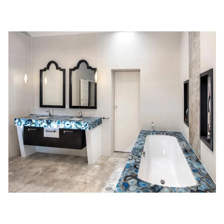 Квадратная настенная плитка из голубого агата, декоративная плита для дома