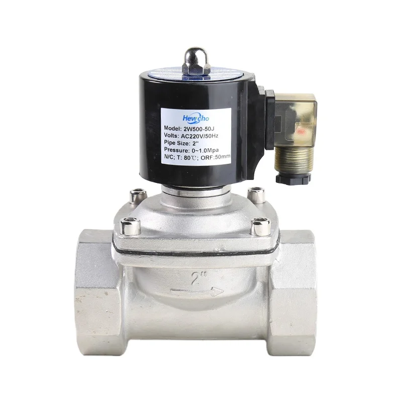 
DN50 2 Inch 2/2 Way Fluid 2W Stainless Steel Body Direct Acting Solenoid Valve 