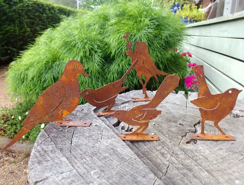Laser Cut Rusty Metal Birds/Bird Garden Decoration Corten Steel