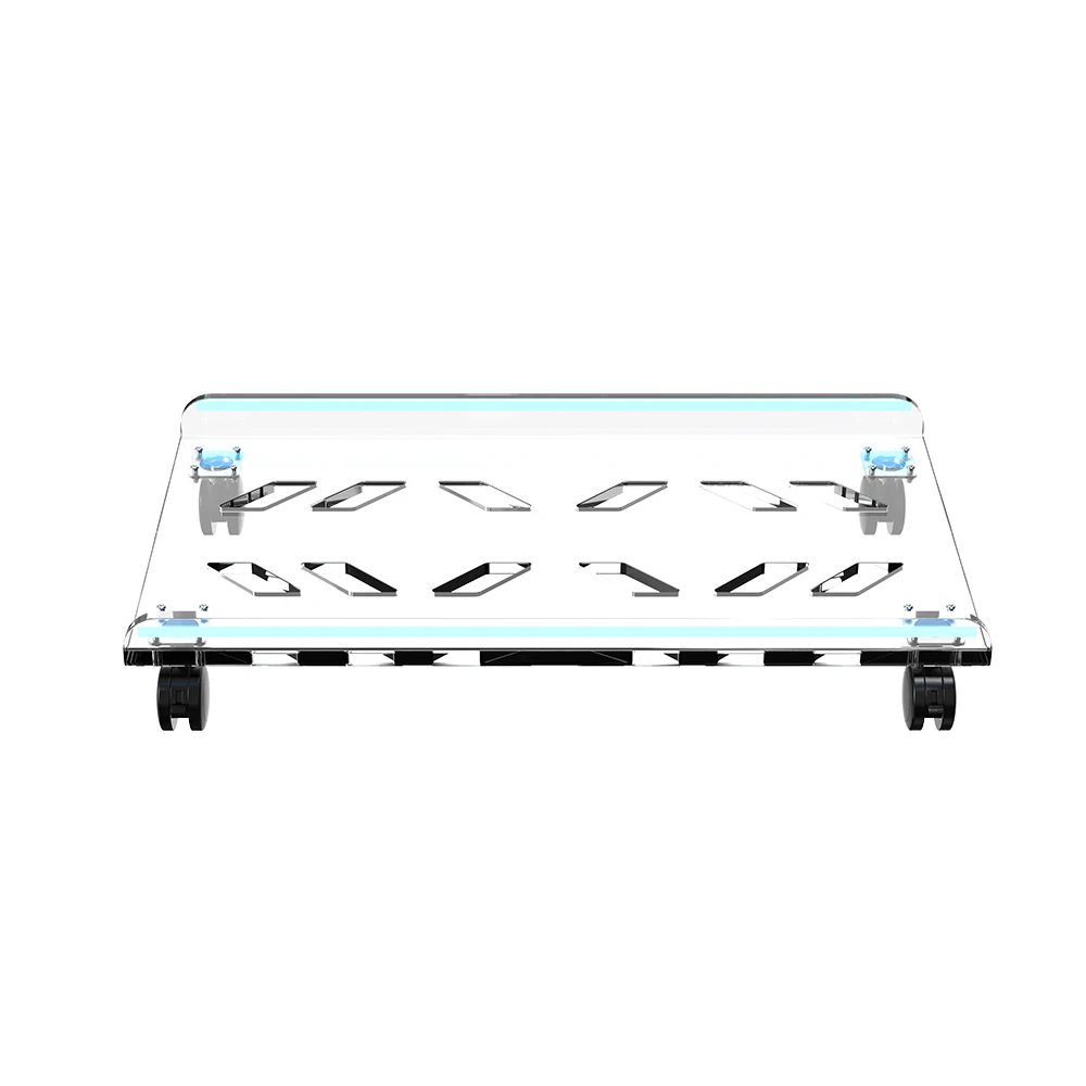 Movable Caster Wheel CPU Stand Under Desk Steel Case Bracket With Light Tape LED Computer Towel Stand With Light LED Tape