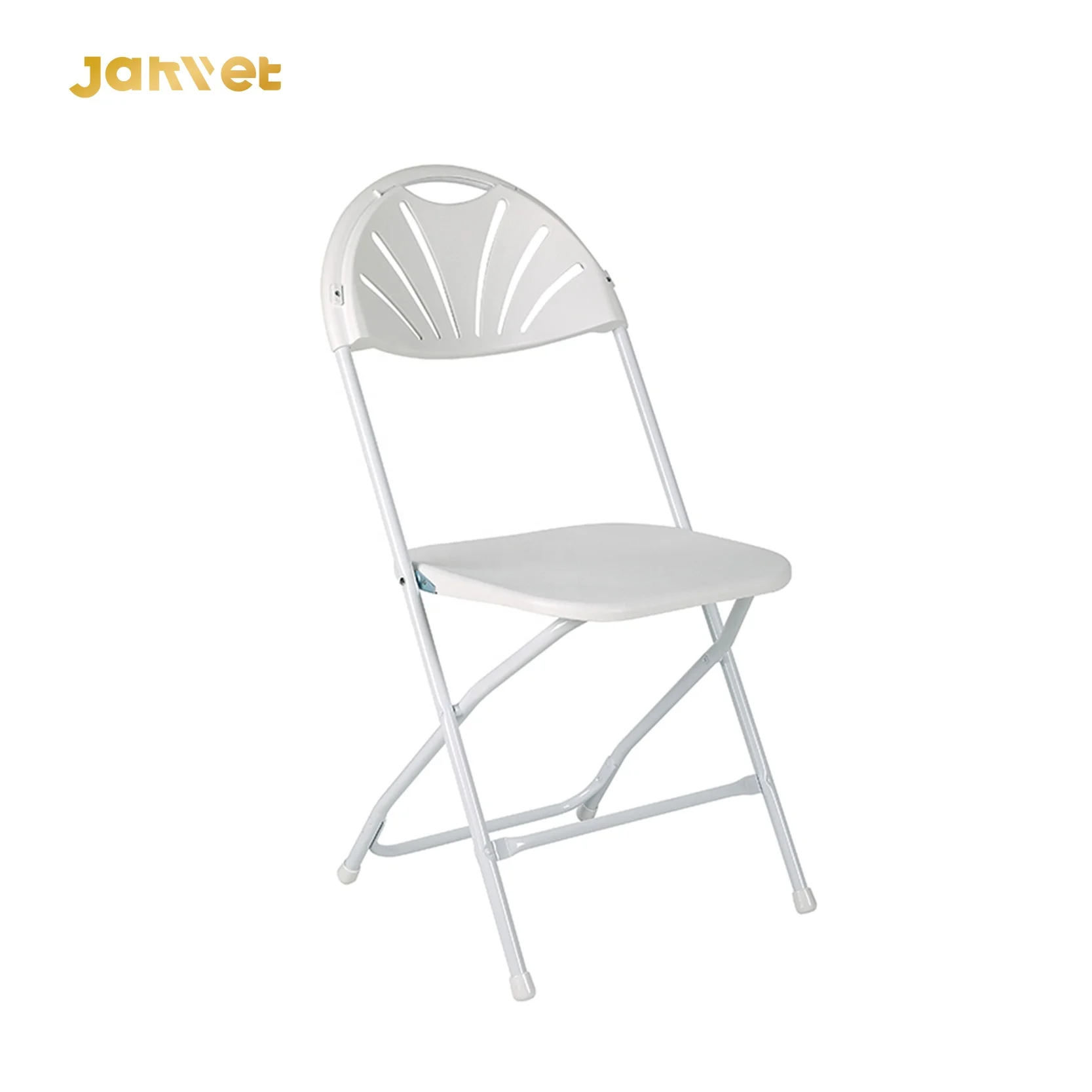 Factory White Portable Ceremony Event Plastic Fan Back Folding Chair Outdoor Party