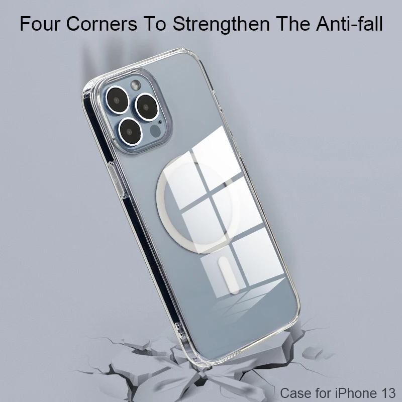 YuanQi Custom Design Anti Drop TPU Clear Mobile Cover Magnetism Shockproof Transparent Phone Case for iPhone 12 13 Pro Max mini