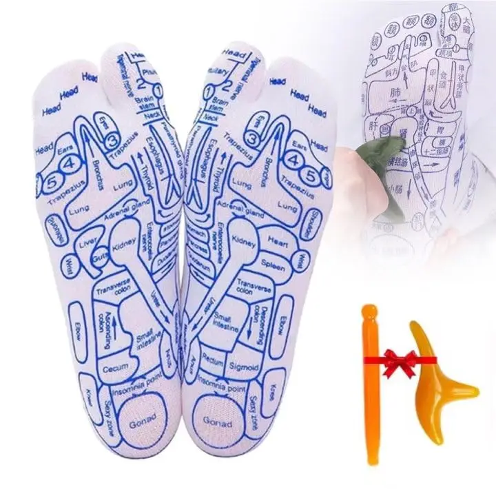 2024 Compports Acupressure Women Men Reflexology Reflexology Socks Acupressure Charts in English Rod Included Foot Massage Socks