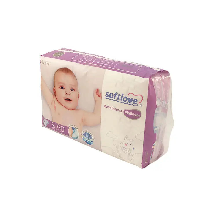 Softlove S60 Platinum Breathable Customized Elastic Waistband Disposable Diaper Baby