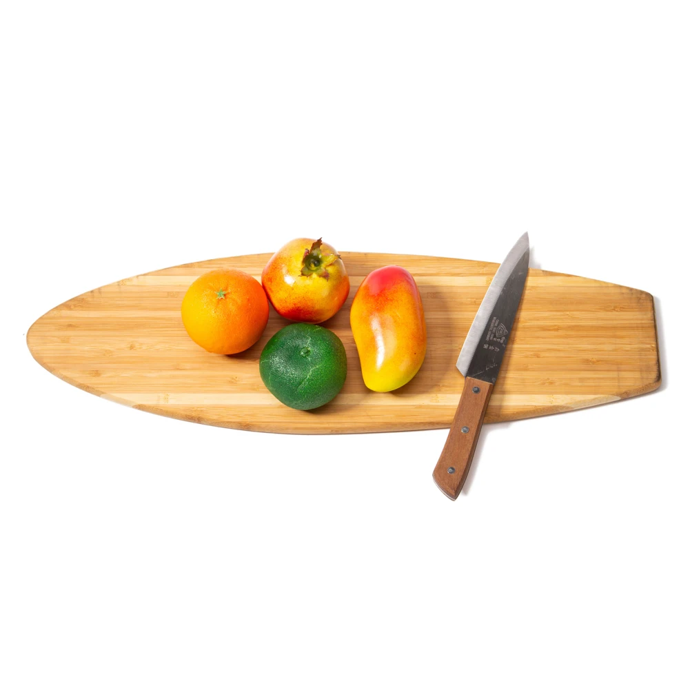 Bamboo Surfboard Shaped Serving and Cutting Board Engraved Cutting Board Party Supply Serving Tray for Cheese Fruit