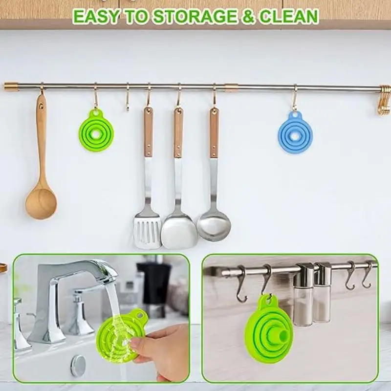 High Quality Silicone Foldable Funnel Soft Kitchen Utensils For Oil,Salt Bottle