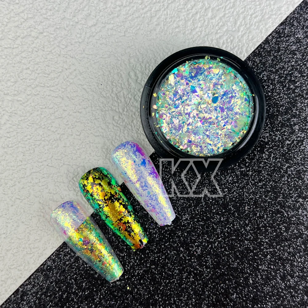 Green/Gold Color Changing Iridescent Transparent Flake Chameleon Pigment Rainbow Nail Powder Nail Art