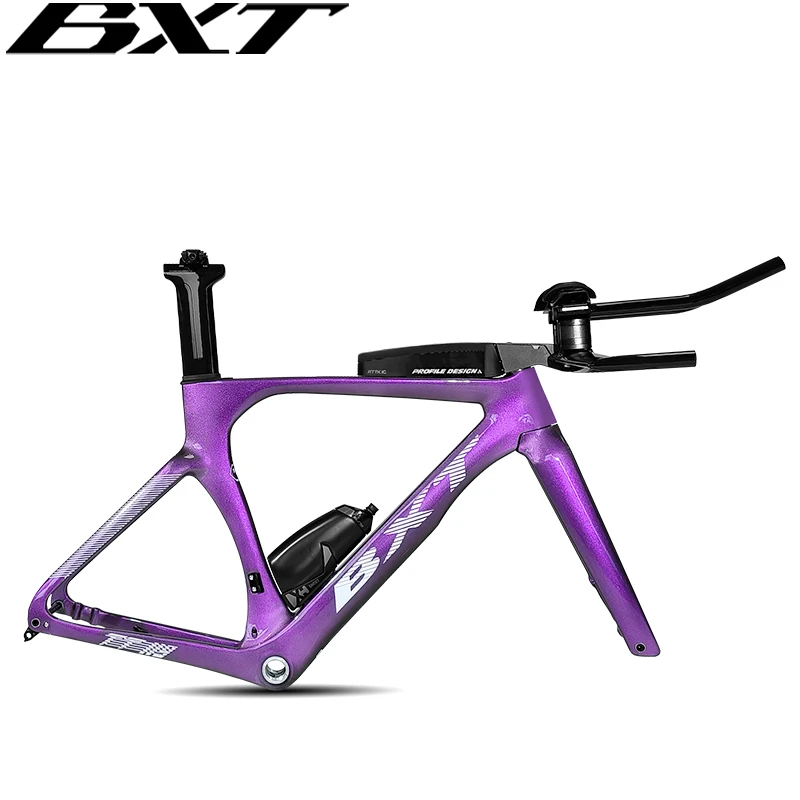 BXT TT Bike Frame Set Carbon Fiber 700*32C With TT Handlebar Storage Case Racing Cycling Time Trial Triathlon Bicycle Frameset