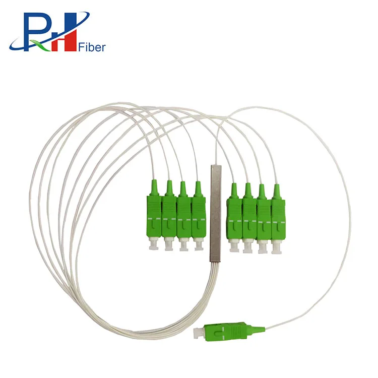 
Low Price Sales FTTH Single Mode 1x2 1x4 1x8 1x16 1x32 SC APC UPC Fiber Optic PLC Splitter 1x8 without Connector 