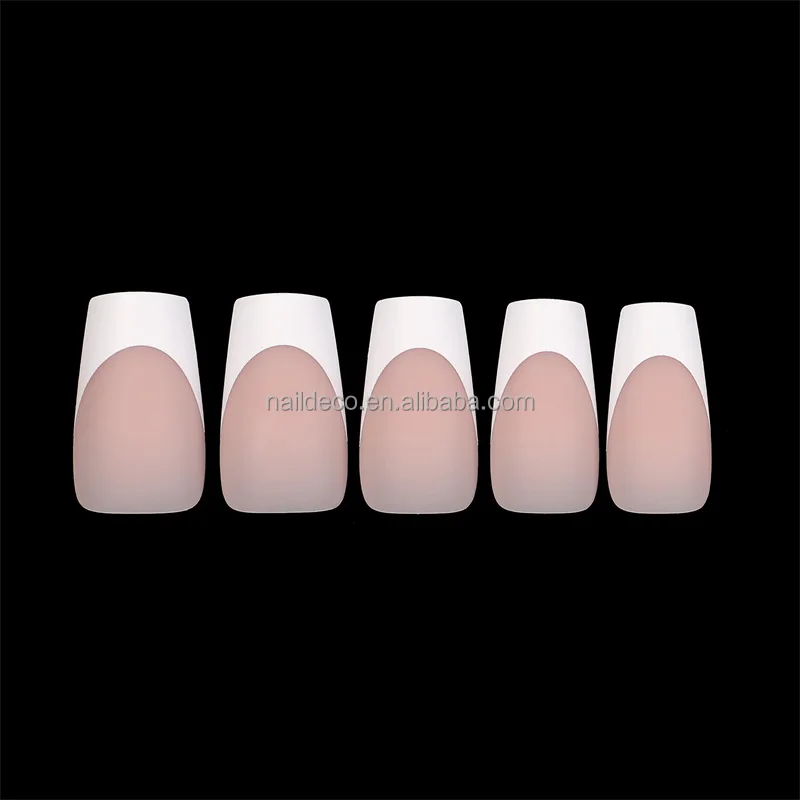 French Square Coffin Press On Artificial Nail Tips  Gel Style Pink White Color DIY Fingernail 30pcs/strip with 12 sizes