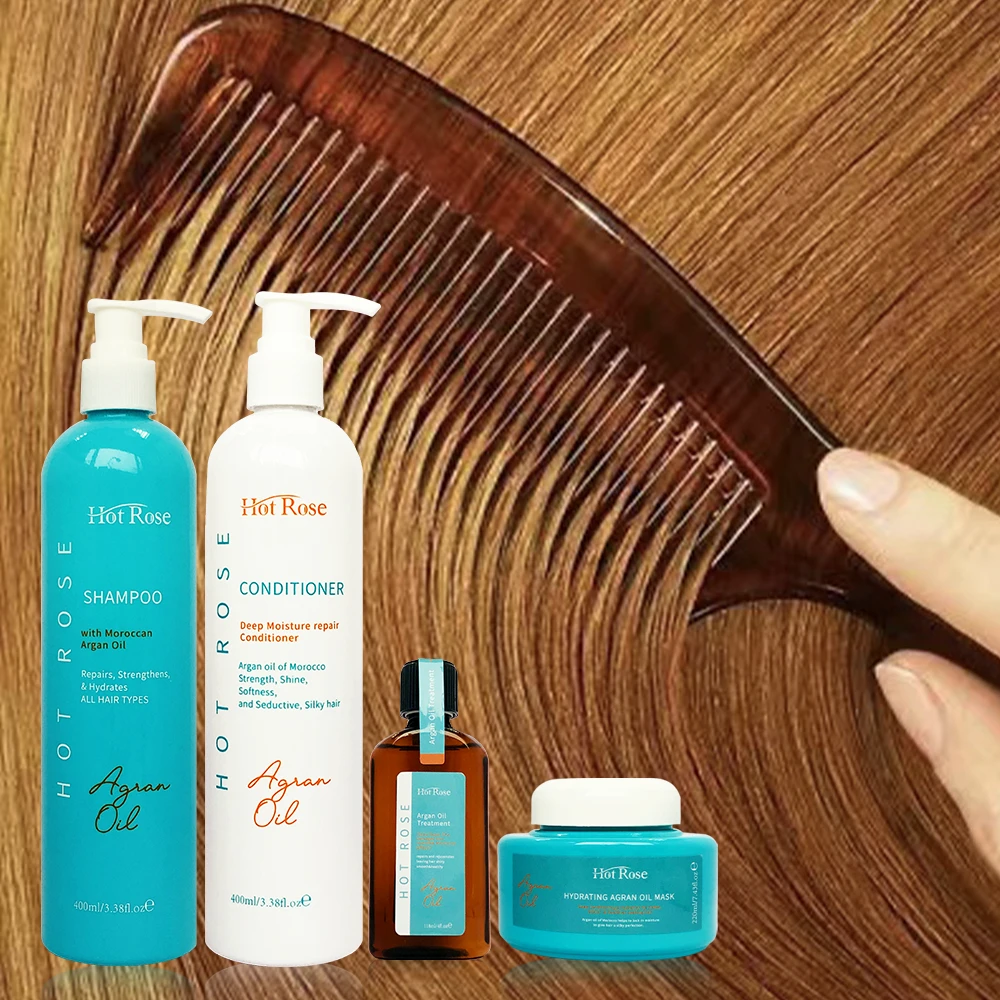 private label wholesale hair growth treatment set for oily hair damaged black hair natural argan oil shampoo and conditioner