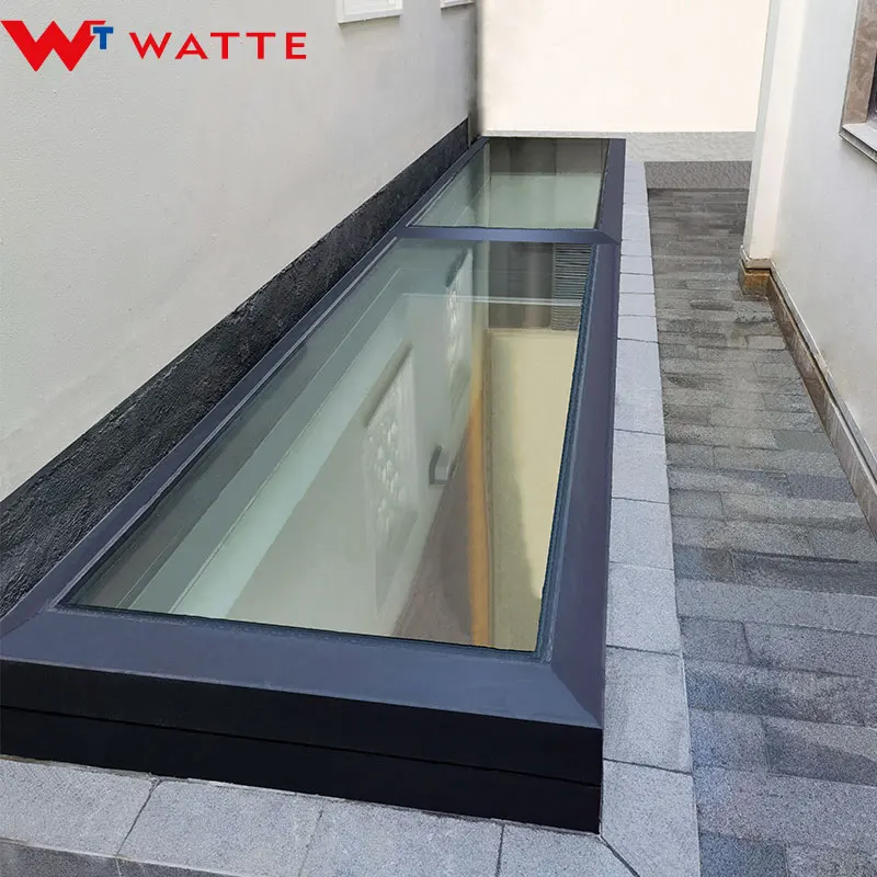 Customized Aluminum Double Insulated Glass Electric Motorized Vertical Rising Gauze Window Skylight For Basement Light Well