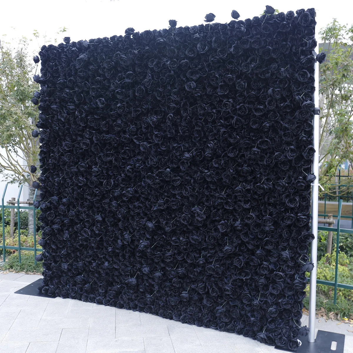 Artificial 8x8 5D extremely full black flower wall backdrop