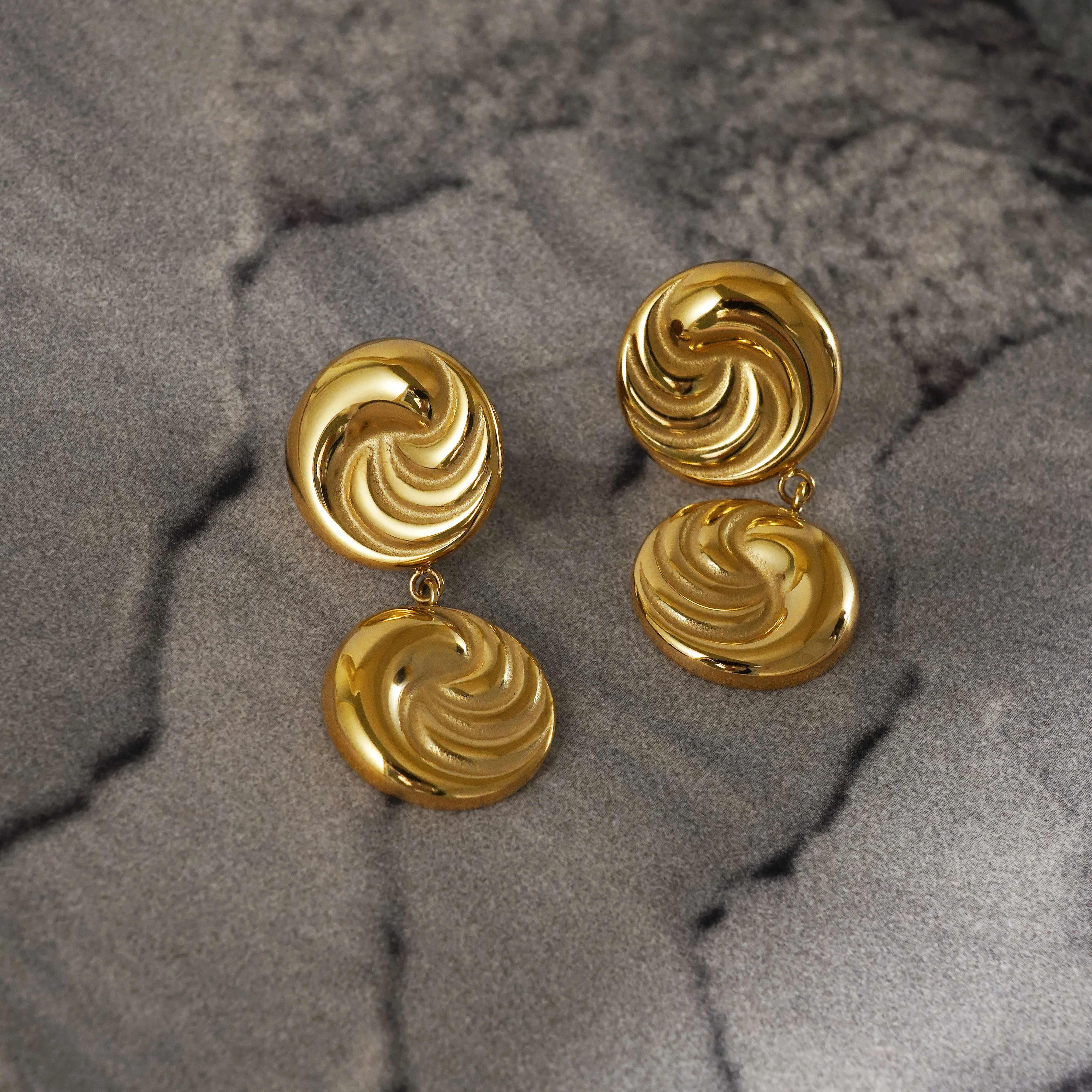 2024 Dazan New HOT 18k Gold Plated Hypoallergenic Stainless Steel Vintage Button Round Dangle Earrings Banquet Jewelry For Women