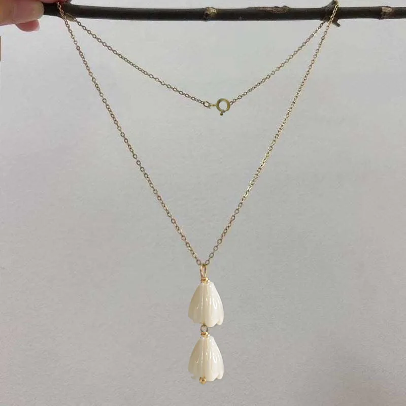 New Design 14K Gold Filled Cute Flower Pendant Necklace Jewelry for Girls