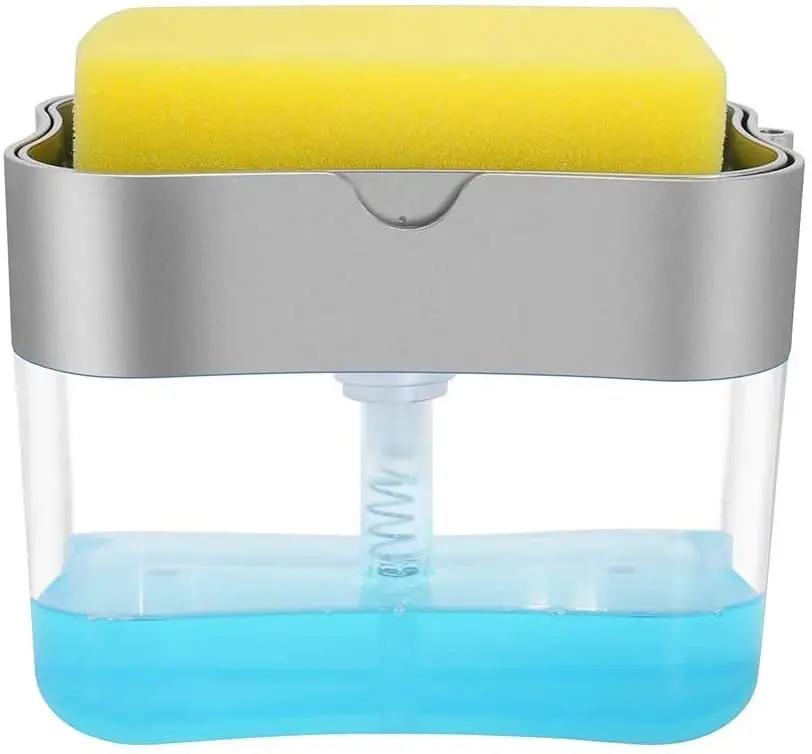 Amazon Hot Sell Soap Pump Dispenser Sponge Holder Kitchen Soap Dispenser Dish Soap Holder with Sponge