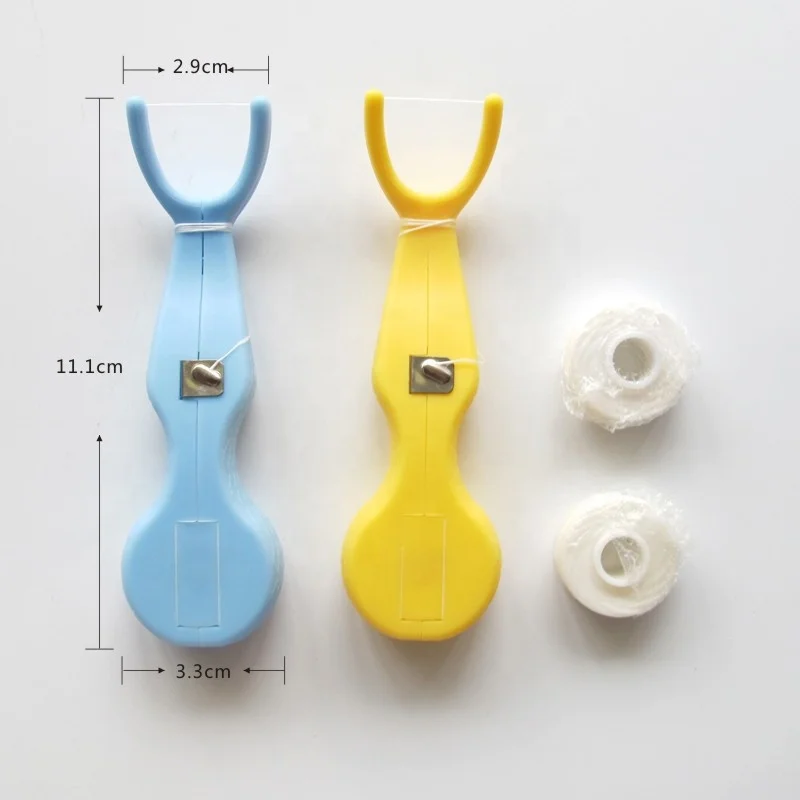 Portable replaceable dental floss reusable dental floss holder with 30m  waxed flavored dental floss set